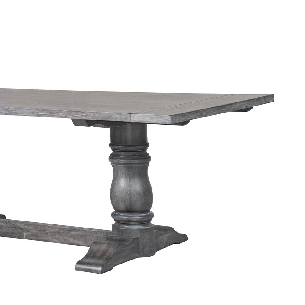 Rustic Weathered Gray Wood Rectangular Dining Table with Trestle Base