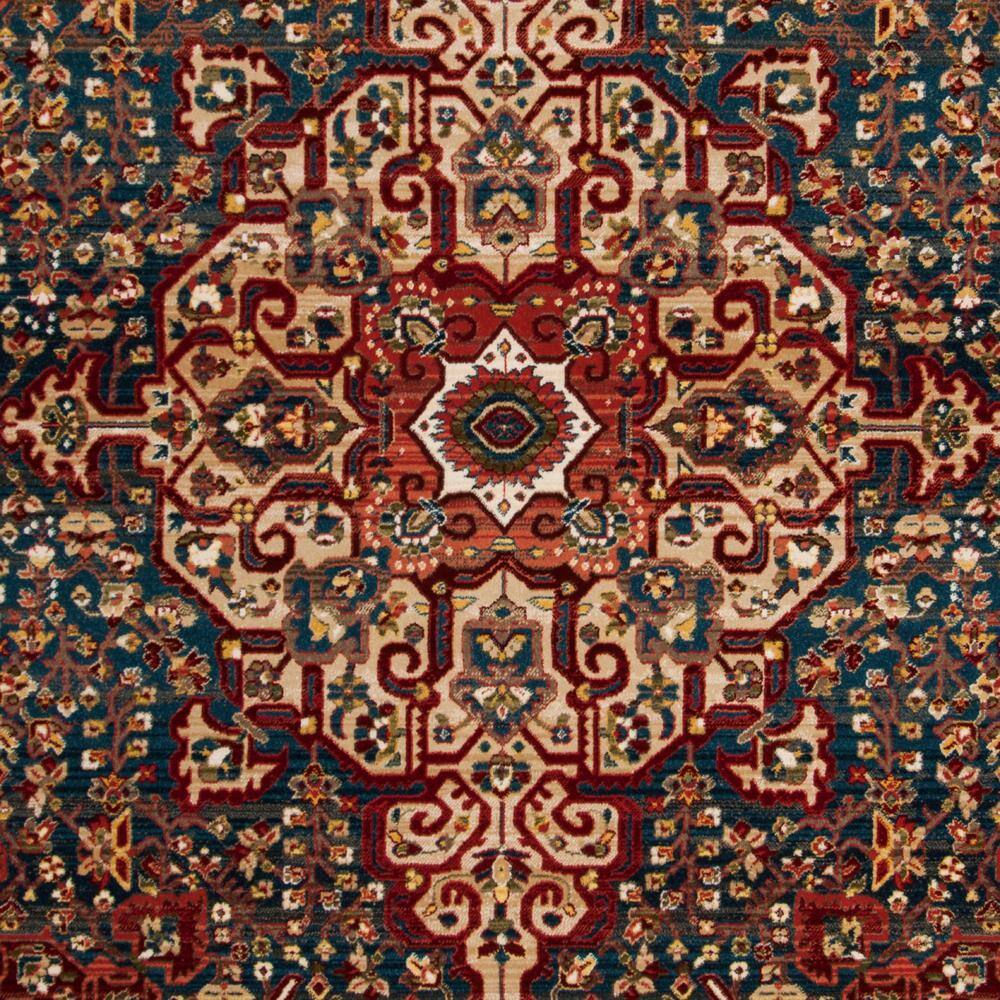 Kashan Blue and Red 9' x 12' Floral Synthetic Area Rug