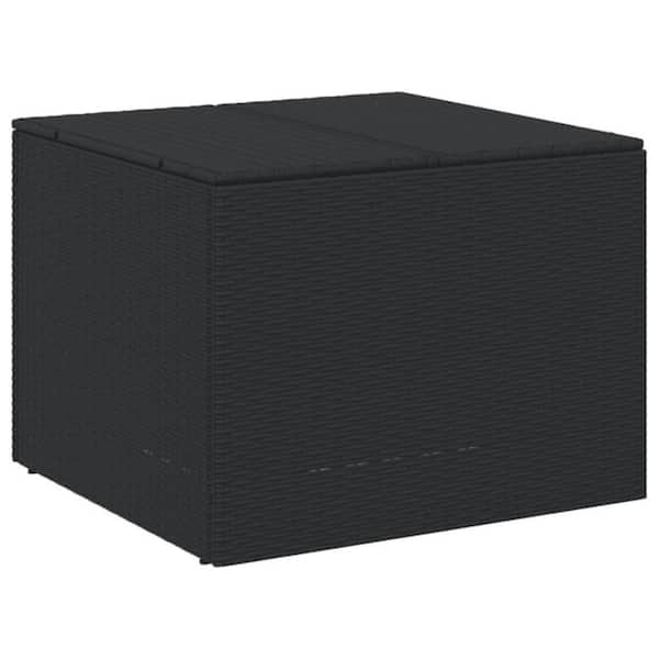 80 Gal. Black PE Rattan Outdoor Storage Deck Box with Water Resistant Inner Bag