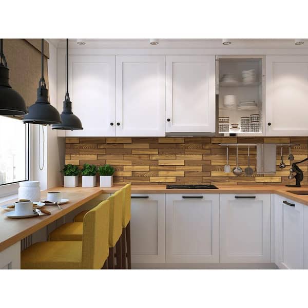 3D Falkirk Retro III 39 in. x 19 in. Brown Faux Wood PVC Decorative Wall Paneling (10-Pack)