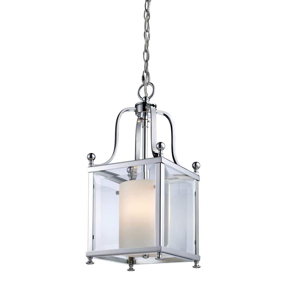 Fairview 60-Watt 3 Light Chrome Shaded Pendant Light With Clear Beveled and