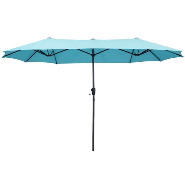 OVASTLKUY 13 ft. Heavy-Duty Market Patio Umbrella in Blue with Crank Design