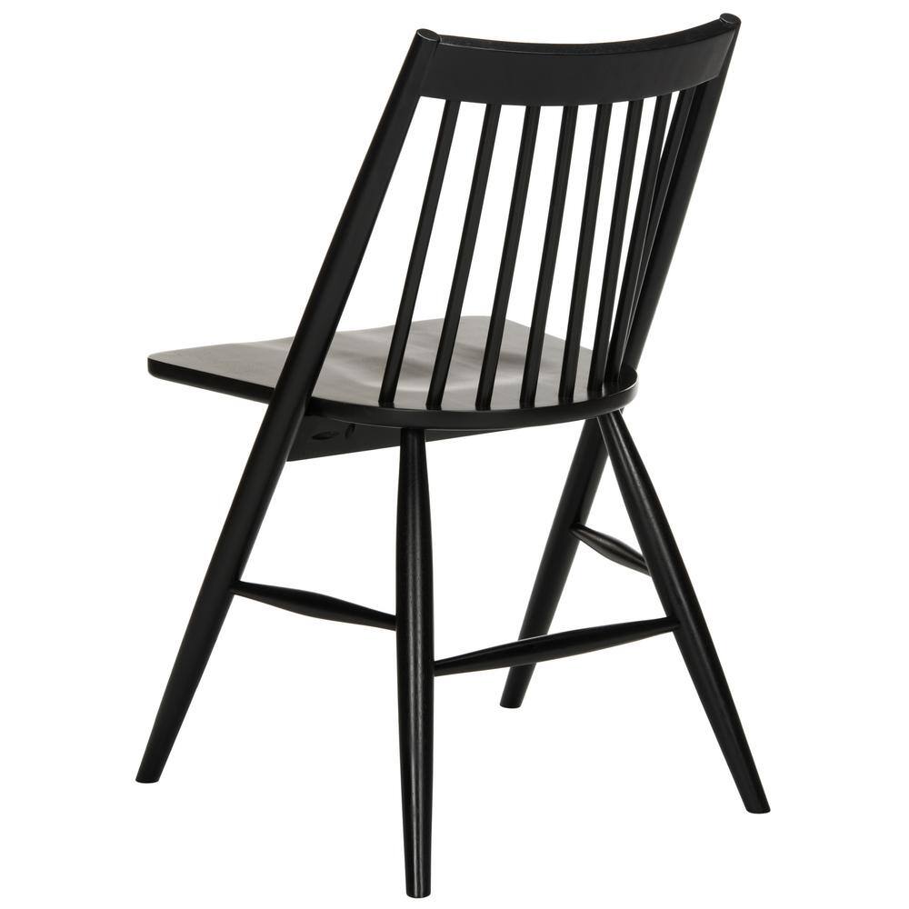 Black Wood Windsor Slat Back Dining Chair Set