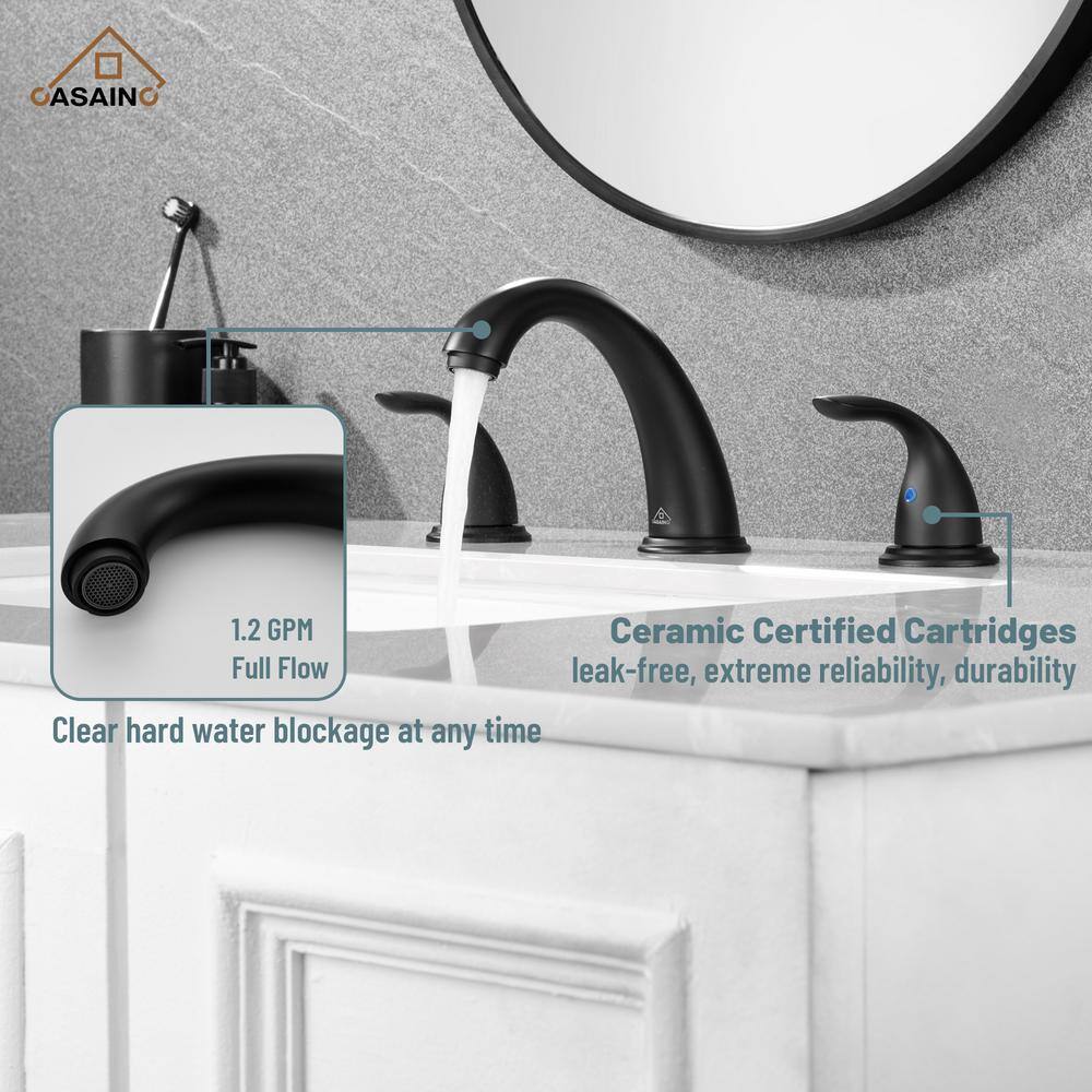 Matte Black Stainless Steel 2-Handle Widespread Bathroom Faucet