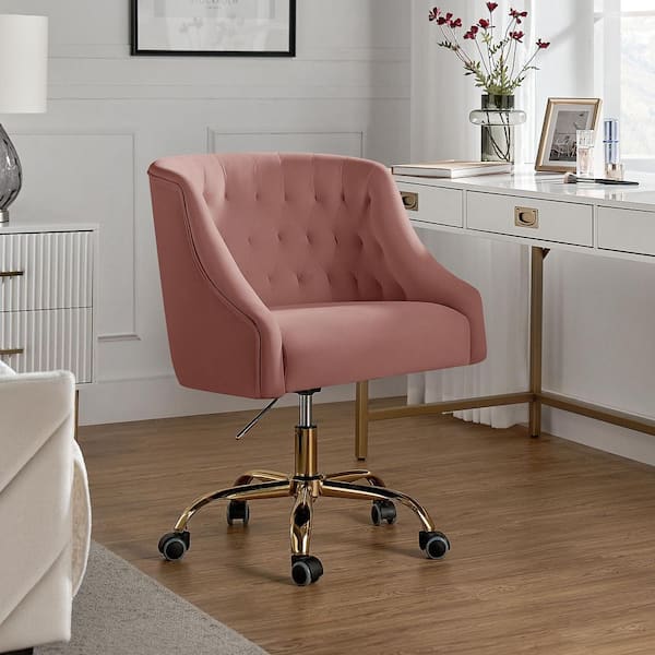 JAYDEN CREATION Lydia 24.5 in. Mid-Century Modern Pink Velvet
