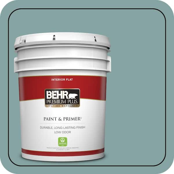 BEHR PREMIUM PLUS 5 gal. #PPU13-08 Venus Teal Flat Low Odor Interior Paint & Primer