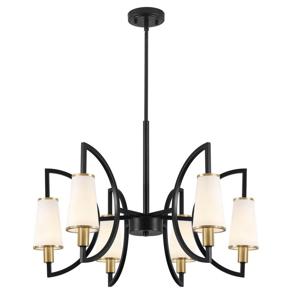6-Light Black Farmhouse Geometric Chandelier with White Fabric Shades price history on PriceWatchPro