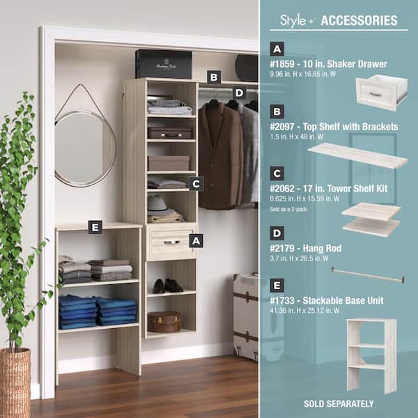 ClosetMaid Style+ Chocolate Hanging Wood Closet Corner System with (2) 16.97 in. W Towers, 2 Corner Shelves and 2 Corner Rods, Brown