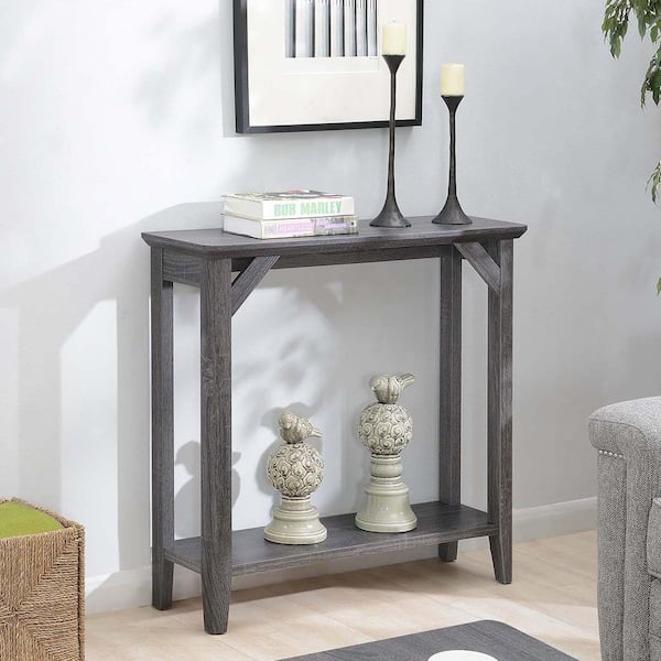 Convenience Concepts Winston 36 in. Weathered Gray Rectangle MDF Top Entryway Hall Console Table with Shelf