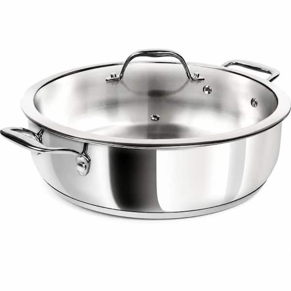 6 qt. Stainless Steel Deep Saute Pan with Lid, 12 in., Tri-Ply Base, Dishwasher and Oven Safe, All Cooktops