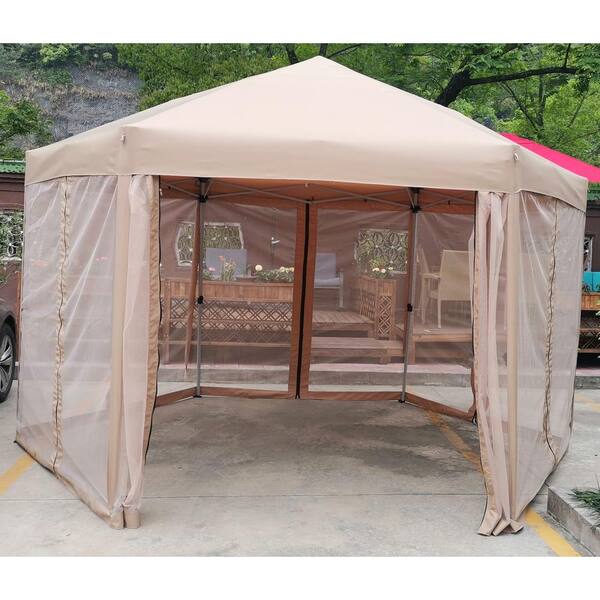 13 ft. x 13 ft. Brown Hexagonal Outdoor 