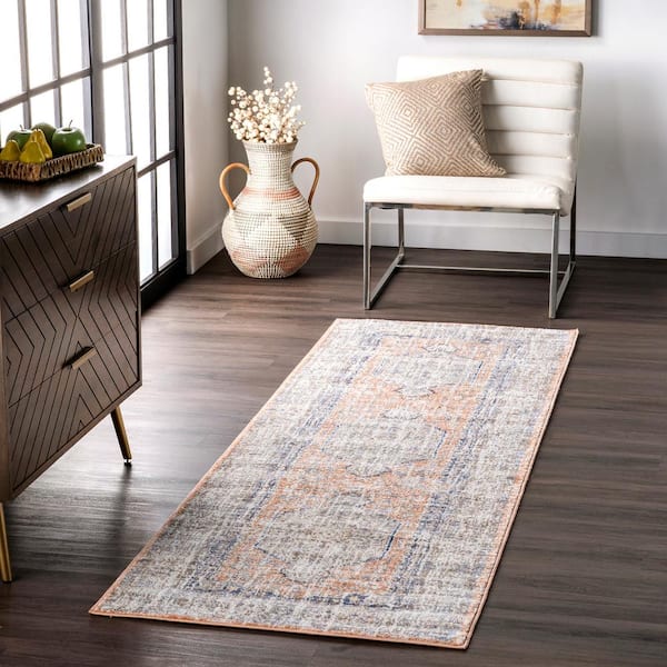 Jacquie Vintage Floral Peach 3 ft. x 12 ft. Runner Rug