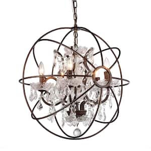 Planetshaker Spherical 6-Light Antique Bronze Chandelier with Shade