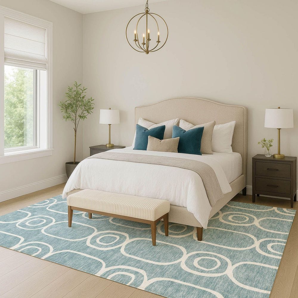 Chantille Machine Washable Indoor/Outdoor Abstract ACN2344 Aqua 8 ft. x 10 ft. Area Rug price history on PriceWatchPro