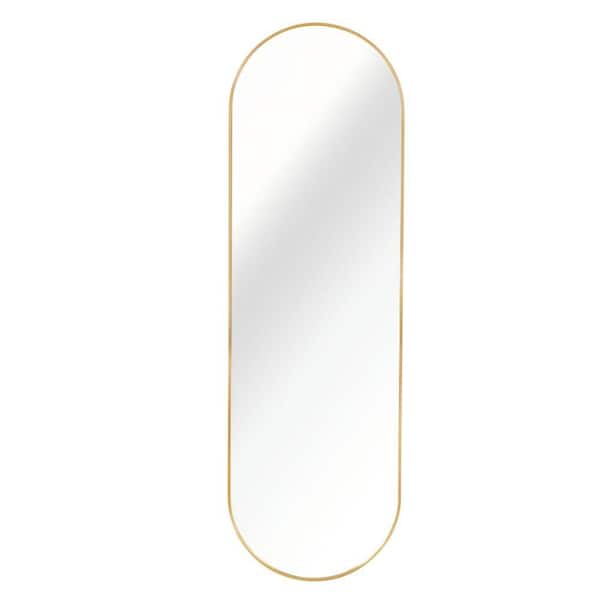 LCEPURE TRADE INC Gold 20 in. W x 60 in. H Decorative Mirror Oval Metal Aluminum Full Length Mirror Vanity Mirror for Living Room JY25032402