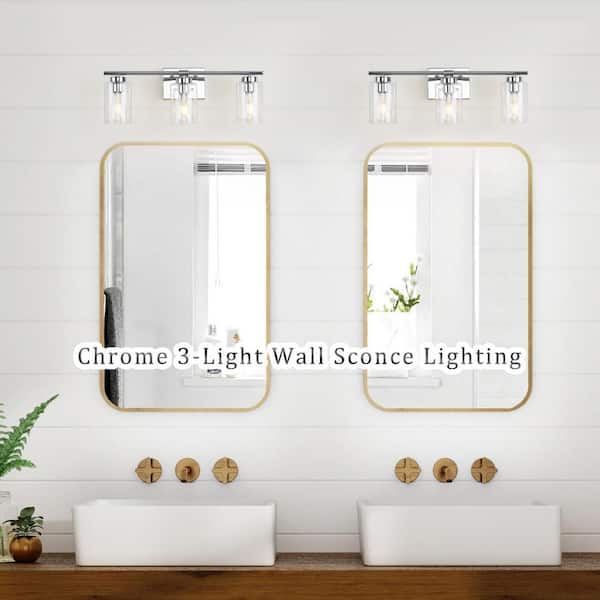 LWYTJO Hooversville 22.83 in. 3-Light Chrome Vanity Light with