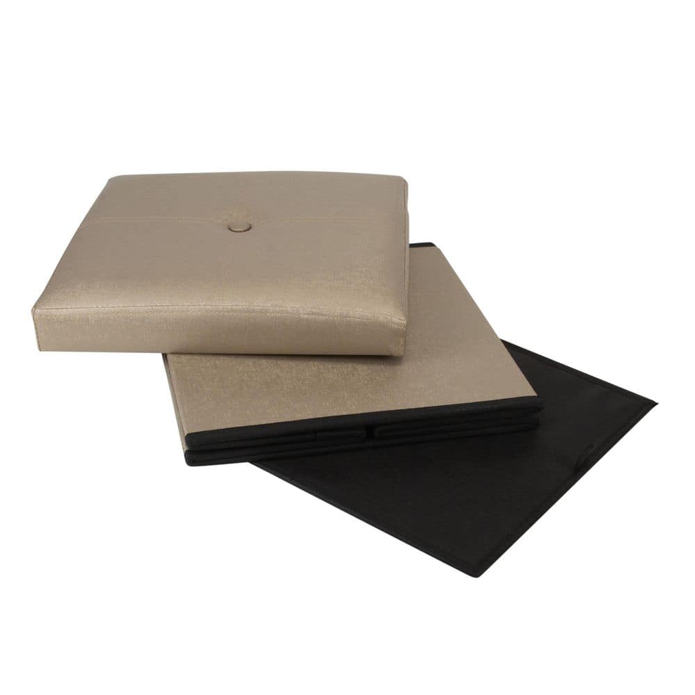 Bronze Faux Leather Folding Storage Ottoman Cube