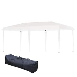 19 ft. x 10 ft. Heavy Duty Pop Up White Canopy with Sturdy Frame, UV Fighting Roof, Carry Bag for Patio, Backyard