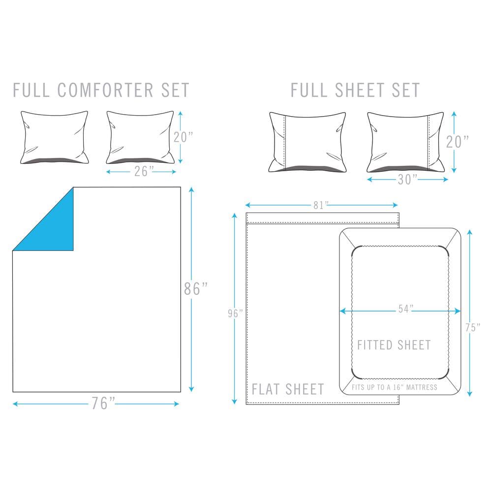 Blue Twin Microfiber Reversible Kids Bed in a Bag Set