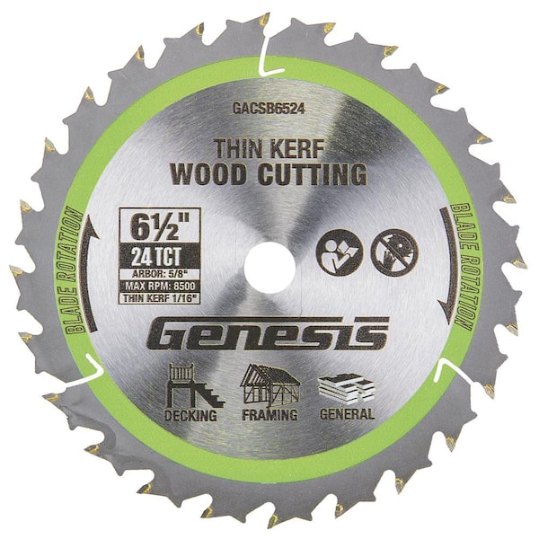 6-1/2 in. x 24-Tooth Wood Cutting Thin Kerf Circular Saw Blade 1-Pack