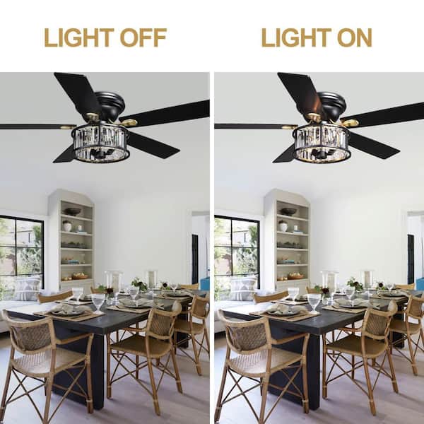 Oaks Aura Phila 52in. Indoor Standard Black Modern Glam Crystal