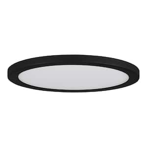 15 in. Matte Black New Ultra-Low Profile Integrated LED Flush Mount 5CCT (2-Pack)