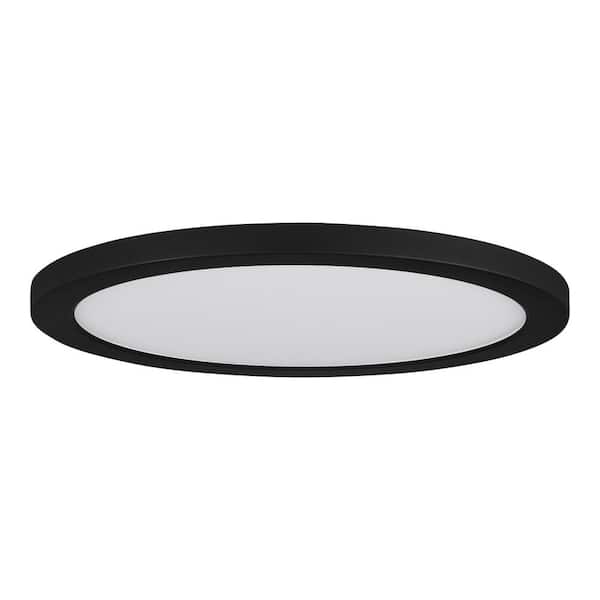 Commercial Electric 15 in. Matte Black New Ultra-Low Profile Integrated LED Flush Mount 5CCT (2-Pack)