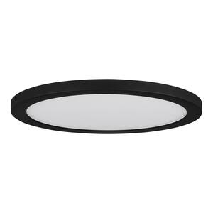 15 in. Matte Black New Ultra-Low Profile Integrated LED Flush Mount 5CCT (2-Pack)