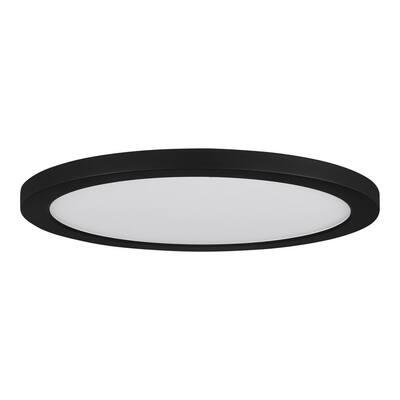 15 in. Matte Black New Ultra-Low Profile Integrated LED Flush Mount 5CCT (2-Pack)