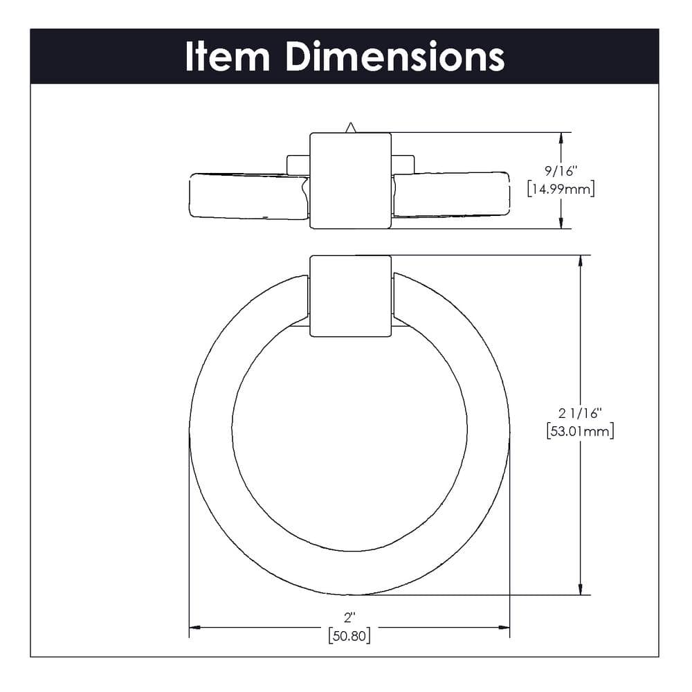 Brushed Nickel Modern Ring Pull with Mounting Hardware