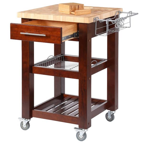 Chris and Chris Pro Chef Espresso Kitchen Cart with Chop and Drop System