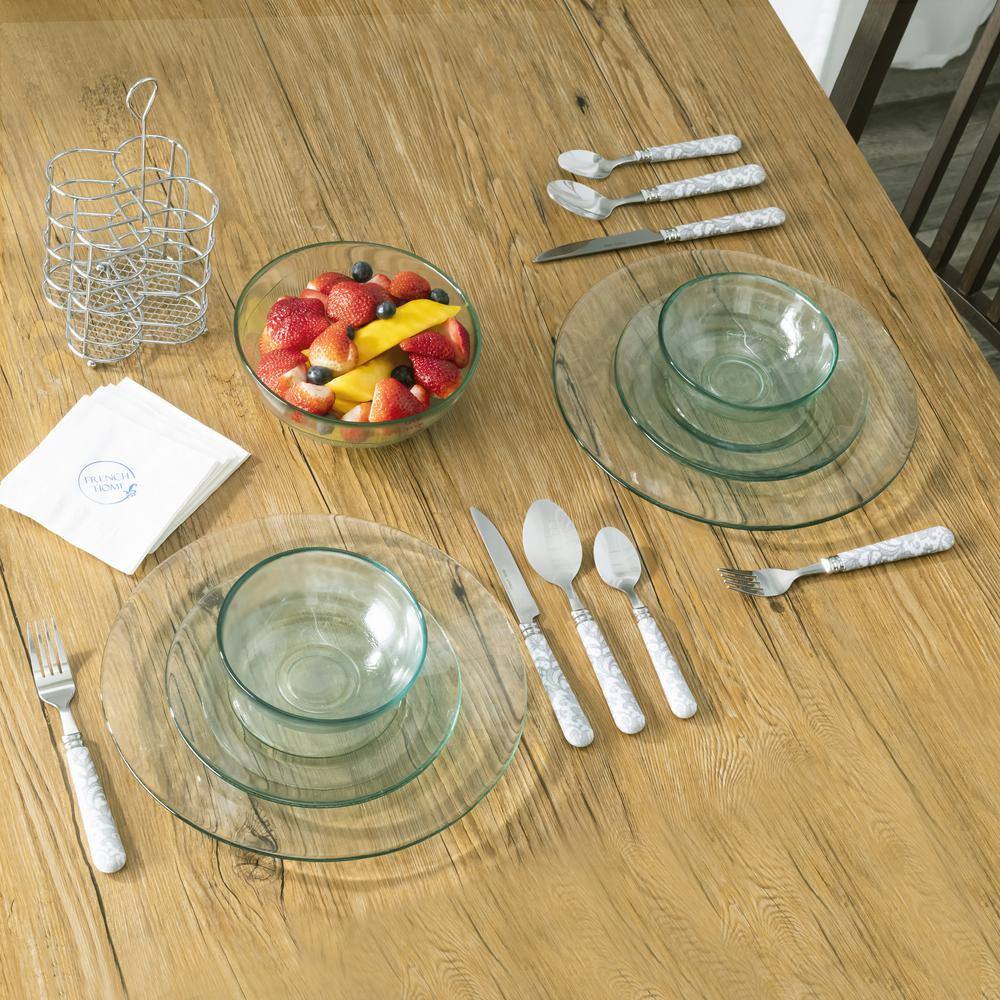 French Home French Home Bistro 16-Piece Stainless Steel Flatware Set, Service for 4, Lace Overlay