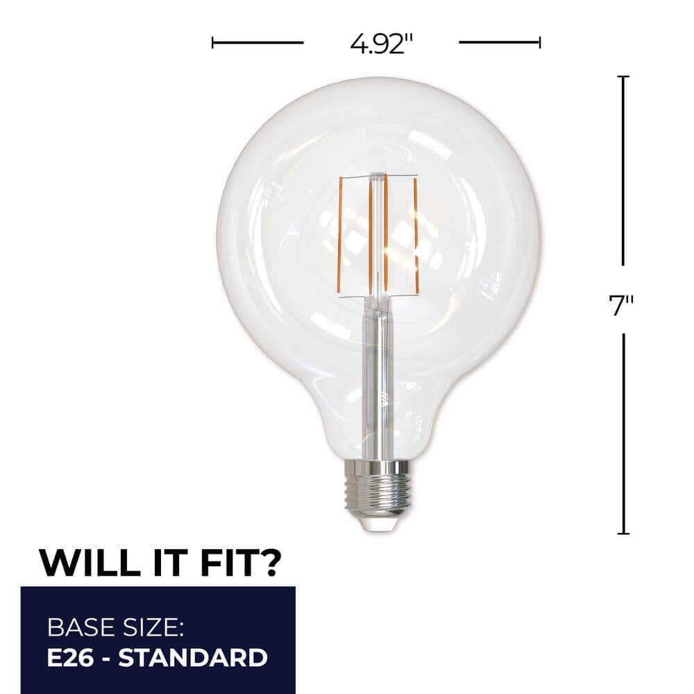 8.5W Clear Dimmable G40 LED Filament Bulbs, Pack of 2