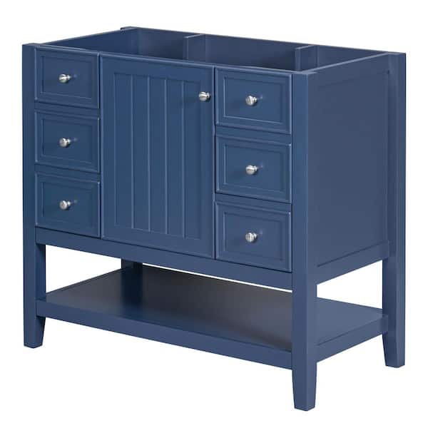 35.5 in. W x 18 in. D x 32.9 in. H Bath Vanity Cabinet without Top in Blue