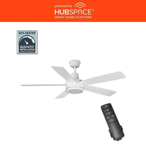 Hampton Bay Fanelee 54 in. White Color Changing LED Matte White Smart Ceiling Fan with Light Kit