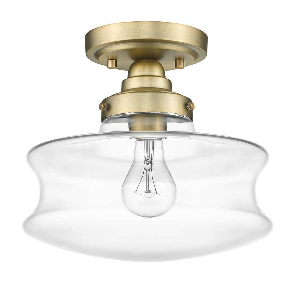 Keal Antique Brass Schoolhouse Convertible Semi-Flush Light