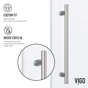 Elan 68 to 72 in. W x 74 in. H Frameless Sliding Shower Door in Stainless Steel with 3/8 in. (10 mm) Clear Glass