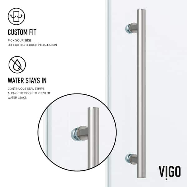Elan 68 to 72 in. W x 74 in. H Frameless Sliding Shower Door in Stainless Steel with 3/8 in. (10 mm) Clear Glass