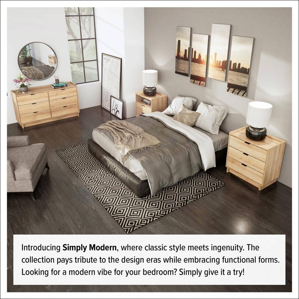Prepac Modern Double Oak Dresser with Flush-Mount Drawers