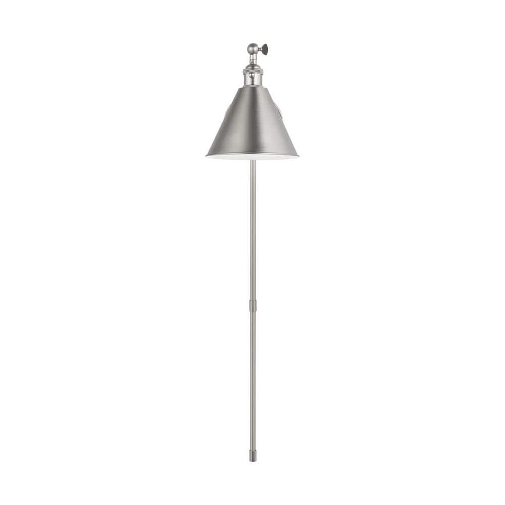 Black Adjustable Swing Arm Wall Sconce with White Shade