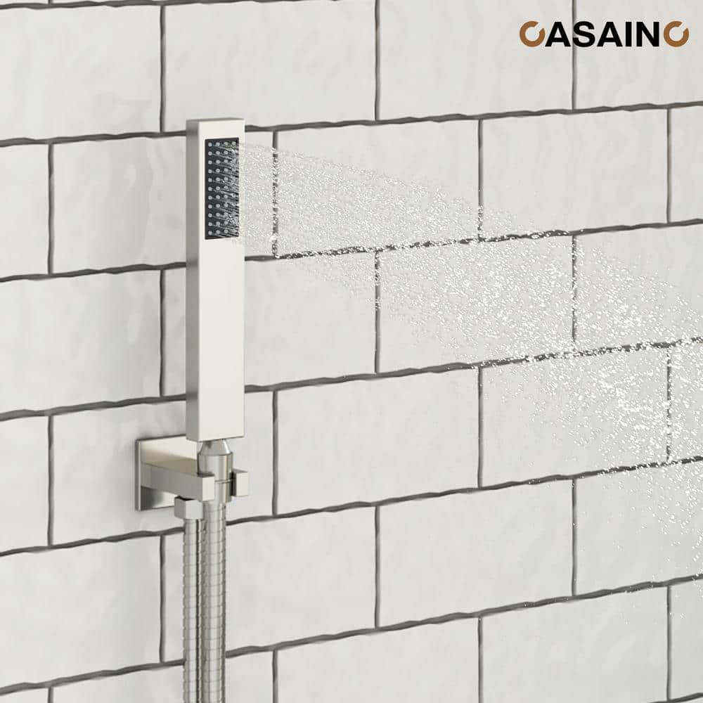Brushed Nickel Rainfall Dual Shower Head System with Digital Display