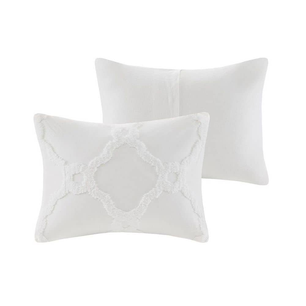 Full White Cotton Tufted Geometric Comforter Set