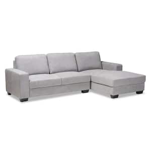 Nevin 2-Piece Light Gray Fabric 3-Seater L-Shaped Right-Facing Chaise Sectional Sofa