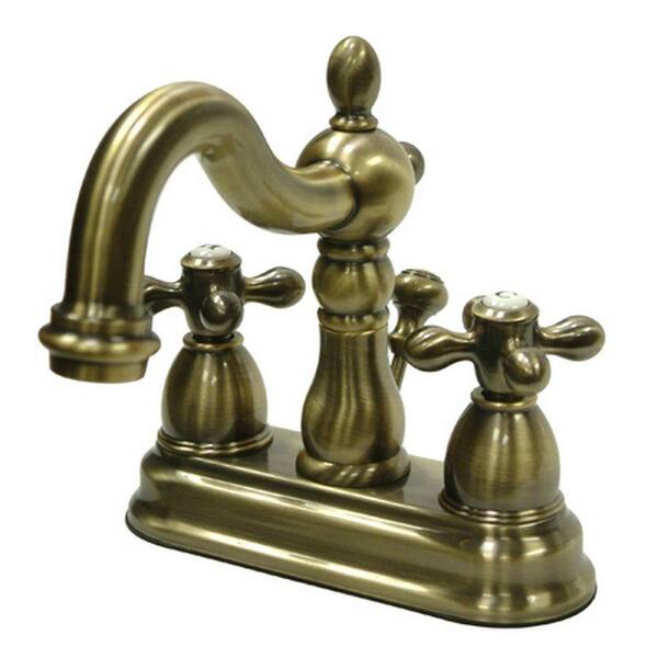 Kingston Brass Victorian 4 in. Centerset 2-Handle Bathroom Faucet in Vintage Brass