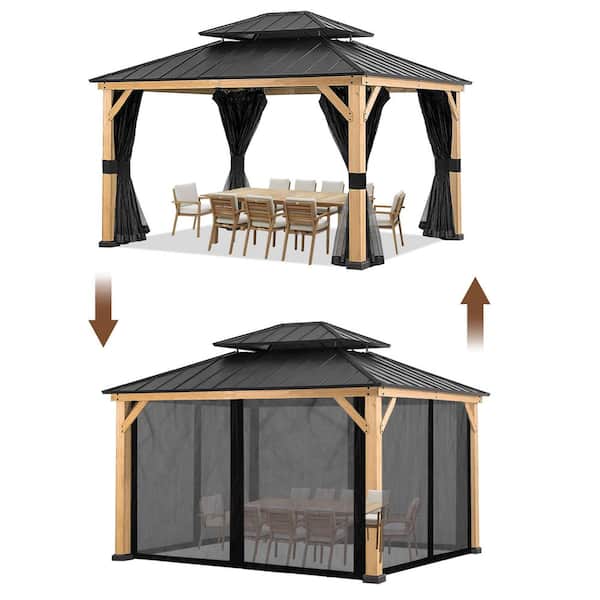 R*0様 BROOKLYN OUTDOOR COMPANY 300D 2way MeetLeisure 13 ft. x 11 ft. Double Galvanized Steel Roof Cedar
