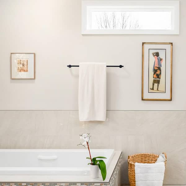 32 in. Wall Mounted Single Towel Bar Bath Hardware Accessory in Matte Black