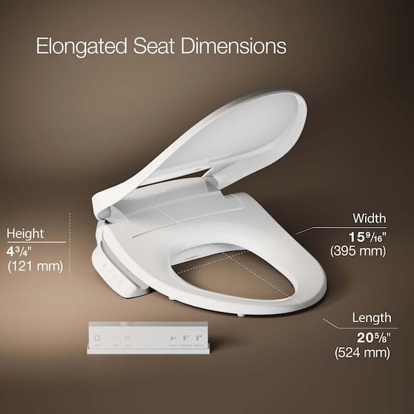 KOHLER Purewash E700 Electric Heated Nightlight Remote Control Bidet Seat for Elongated Toilets in White