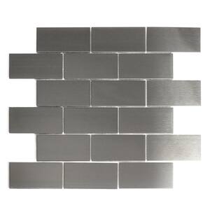 Modern Design Styles Metals Silver Brick Mosaic 2 in. x 4 in. Stainless Steel Steel Wall Tile  (1 sq. ft.)