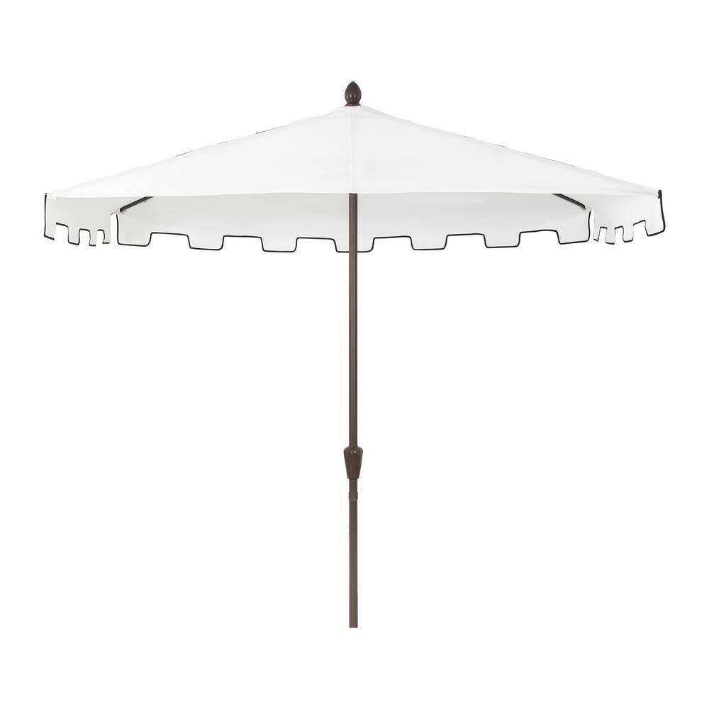 Sidney 9 ft. White Aluminum MidCentury Patio Umbrella with Crank