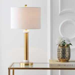 Gregory 27 in. Gold/White Metal/Marble LED Table Lamp